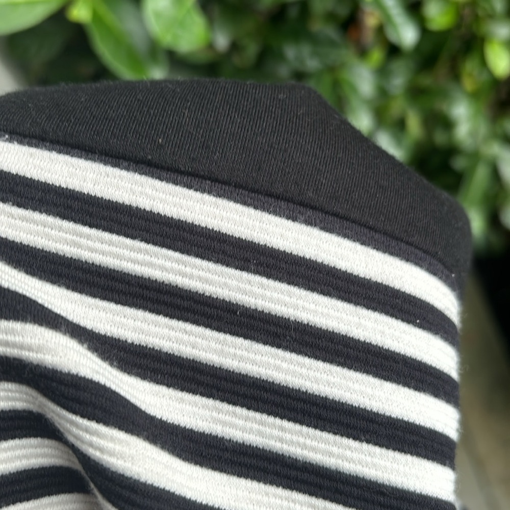 Madewell Black and White Stripe Scoop Neck Fit & Flare Short Sleeve Dress Size 6 - Picture 13 of 14